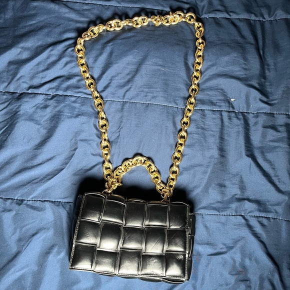 Black Faux Puff Leather Bag - Picture 2 of 7